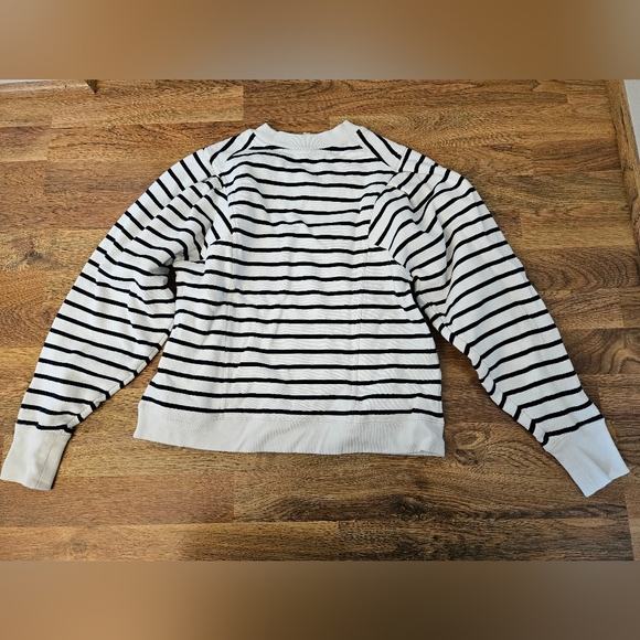 Sezane Alexa striped puff sleeve sweatshirt Small - Picture 3 of 3